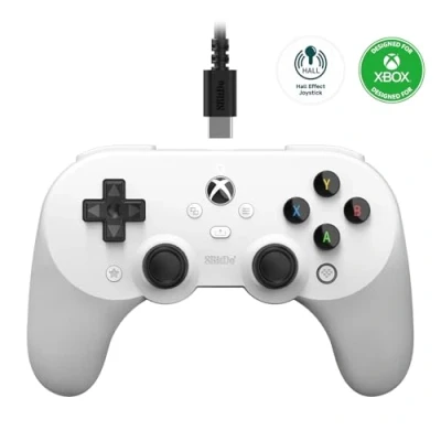 Bild av 8Bitdo Pro 2 Wired Controller for Xbox, Hall Effect Joystick Update, 3.5mm Audio Jack, Compatible with Xbox Series XS, One, Windows 10/11 Officially Licensed (White)