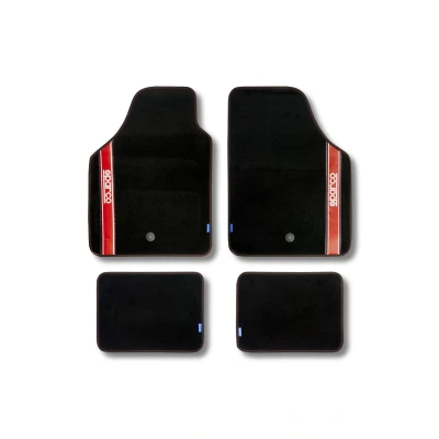 Bild av SPARCO STRADA 03763BRS Set med golvmatta fram och bak svart, Röd
