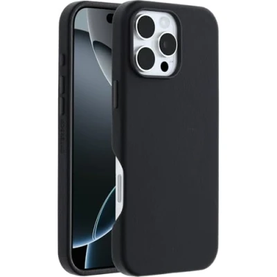 Bild av Otterbox Symmetry Series Cactus Leather MagSafe Fodral iPhone 16 Pro Max, stötsäkert, fallsäkert, skyddande tunt fodral, testad till militärstandard 3x, Svart