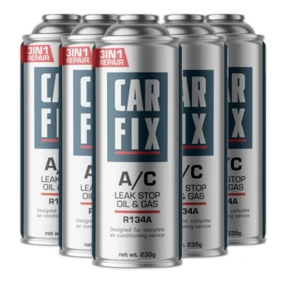 Bild av CARFIX köldmedium r134a, luftkonditioneringsgas r134a bil, luftkonditioneringstätning för bil 5 burkar 3in1 köldmedium, 235g