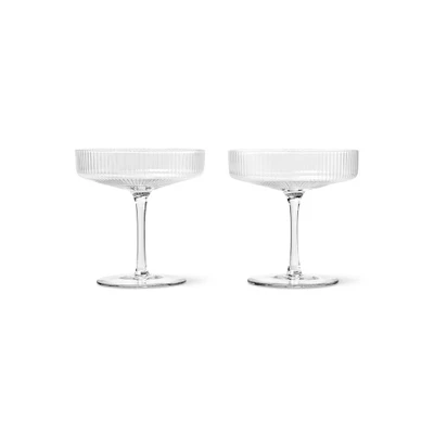 Bild av ferm LIVING Ripple champagneskål, klar, 150 ml, glas, set om 2