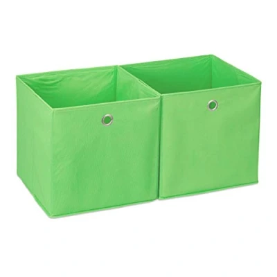 Bild av Relaxdays Förvaringsbox tyg set om 2, kvadratisk, förvaring för hylla, tyglåda i kubform 30 x cm, grön