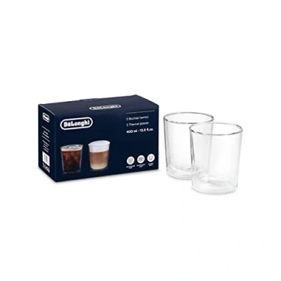 Bild av De&#039;Longhi Termoglas med dubbla väggar, hållbart glas i Borosilikat, bekvämt att hålla, ingen kondensering, diskmaskinssäker, kapacitet 400 ml, DLSC318
