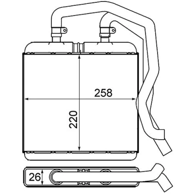 Bild av MAHLE ORIGINAL AH 12 000S Radiateur De Chauffage avec tuyau, accessoires élément tendeur IVECO: DAILY 3 Kasten/Kombi,
