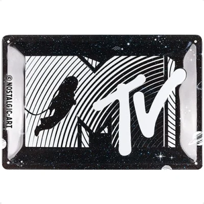 Bild av Nostalgic Art Plåtskylt i retrostil, 20 x 30 cm, MTV Moonman Logo Universe Presentidé för musikälskare, Official License Product (OLP), av metall, vintagedesign