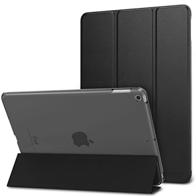 Bild av MoKo Fodral passar 2018/2017 iPad 9.7 5:e / 6:e generationen slimmat lätt smart skalstativ skydd med genomskinligt och frostat bakskydd, Apple 9,7 tum 2018/2017, svart (automatisk