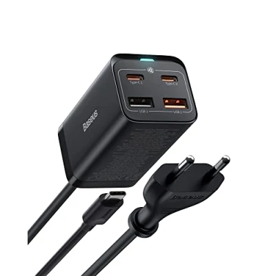 Bild av Baseus USB C laddare, 65 W strömförsörjning 4 portar GaN III laddare PD med 1,5 m AC kabel och 100 för MacBook Pro/Air, bärbar dator, iPhone 14/13/12 serien, iPad Pro,