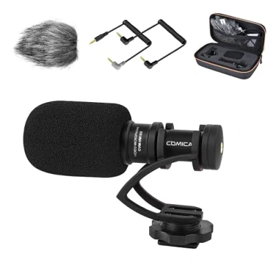 Bild av comica Kameramikrofon, CVM VM10II video hagelgevär mikrofon med stötfäste och vindmuff, videokamera inspelningsmikrofon för Canon/Nikon/Sony/Panasonic DSLR kamera smartphone YouTube/Vlog