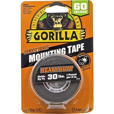 Bild av Gorilla Slitstark dubbelsidig monteringstejp, väderbeständig, 1 tum x 60 tum, svart paket med 1)