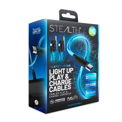 Bild av STEALTH PS4 2m Light Up LED Twin Play &amp; Charge Cables (micro USB)