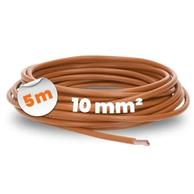 Bild av 5 meter lapp 4520035 H07V K 10 mm² brun I ledningsledning flexibel ledning PVC enkel laddare tråd mm2 ledningar