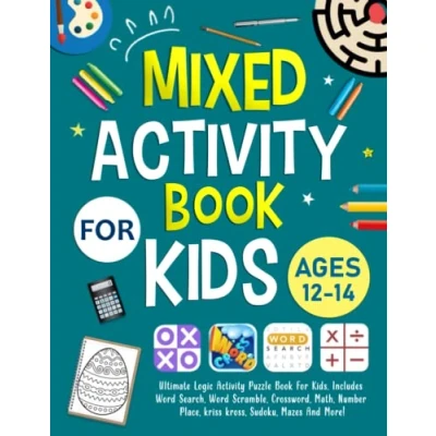 Bild av Mixed Activity Book For Kids Ages 12 14 Years Old: Ultimate Logic Puzzle Kids. Includes Word Search, Scramble, Crossword, Math, Number Place, Sudoku, Mazes And More!