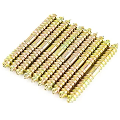 Bild av Hyuduo 10 st 6 x 60 mm plugg skruv järn dubbel ände zinkplätering Självgängande gängskruv trä till träplugg anslutande skruvar Hög kvalitet Hållbart material
