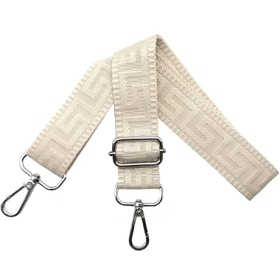 Bild av axelrem för väska fickremmar ombyte, justerbar väskrem bred 3,8 cm med silver karbinhake fickband bärrem handväskor dam, ren beige, K27