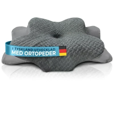 Bild av Glückstoff® Ortopedisk Kudde (Certifierad för Alla Sovpositioner) Minnesskumkudde mot Nacksmärta Ergonomisk, Andningsbar &amp; Hypoallergen Grå