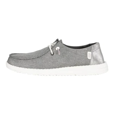 Bild av HEYDUDE Wendy Metallic Sparkle dam Slip on platta skor mockasinstil, kol, 39 EU
