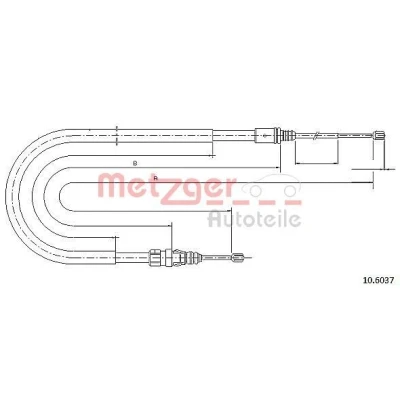 Bild av METZGER 10.6037 Câble De Frein arrière gauche, droite, gauche 1910/1105 COFLE PEUGEOT: 207 3/5 portes, SW, 208 I portes