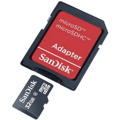 Bild av SanDisk 32GB Class 4 MicroSD with microSDHC SD Adapter, Black