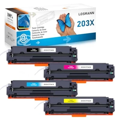 Bild av LOSMANN 203X toner kompatibel med HP 203A CF540X CF541X CF542X CF543X för Color Laserjet Pro MFP M281fdw M281fdn M281cdw M280nw M254dw M254dn (Svart cyan gul magenta, 4 pack)