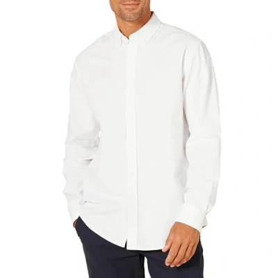 Bild av Amazon Essentials Långärmad solid Oxford skjorta för män, normal passform, vit, Large