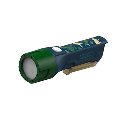 Bild av Ledlenser Kidbeam4 Ficklampa för barn, grön, energisparande batteridriven LED ficklampa, 4 färglägen och blinkfunktion, barnficklampa pojkar, flickor, integrerad klämma