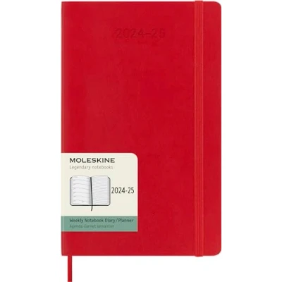 Bild av Moleskine 18 Monate Wochen Notizkalender 2024/2025, Large/A5, 1 Wo = Seite, rechts linierte Weicher Einband, Scharlachrot