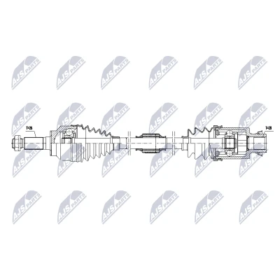 Bild av NTY NPW MZ 098 Drivaxel framaxel höger 599mm Manuell MAZDA: 3 Sedan, Hatchback