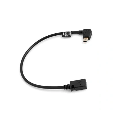 Bild av System S mini USB kabel 90 vänster vinklad vinkelkontakt till uttag datakabel laddningskabel 27 cm