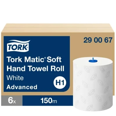 Bild av Tork Matic handduk på rulle Advanced 290067 H1 pappershanddukar till dispenser, mjuk, stark, 2 lag, vit 6 x 150 m