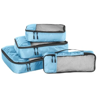 Bild av Amazon Basics Packningskuber, set i 4 delar, L, M, S, smal, himmelsblå
