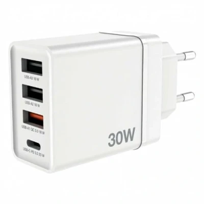 Bild av Verbatim CHR 30EU2 USB laddare 30 W 3x A, 1x C® Power Delivery, QC 3.0, Delivery 3.0 Vit