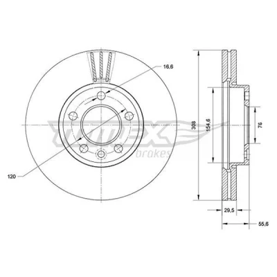 Bild av TOMEX Brakes Bromsskiva TX 71 04 VW [MULTIVAN, TOUAREG, TRANSPORTER, CALIFORNIA]