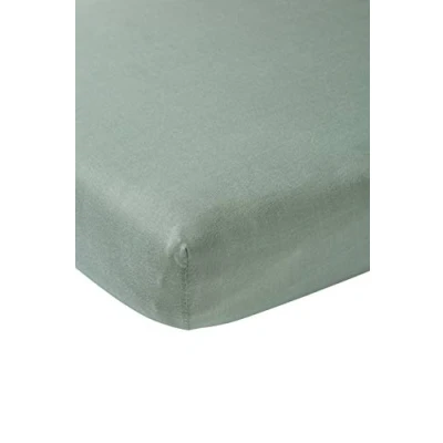 Bild av Meyco Baby Uni underlakan för spjälsäng (lakan med mjuk jerseykvalitet, tillverkat av 100% bomull, perfekt passform tack vare elastisk dragsko runt om, andas, mått: 60 x 120 cm), stengrön