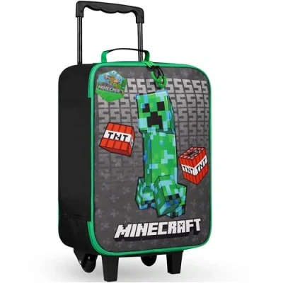 Bild av Minecraft Barnresväska för Pojkar och flickor Fällbar vagn Handbagageväska Carry On Gamer Resväska med hjul Storlek Kabinväska Hjulväska handtag Trolley