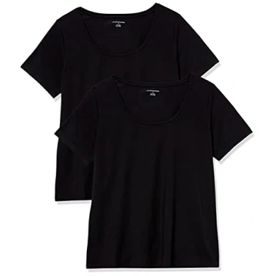 Bild av Amazon Essentials dam klassisk passform kortärmad rund hals t shirt (finns i plusstorlek), 2 pack, svart, X Large