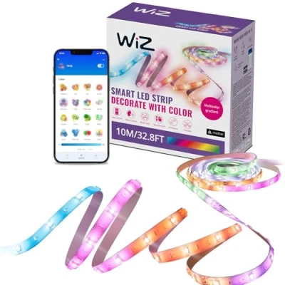 Bild av Wiz Rgbic Led Ljusremsa, 10m, Kan Klippas för att Passa, 16 Miljoner Färger + Nyanser av Vit, Ansluts till Ditt Wi Fi, Röst Appstyrning, Fungerar med Google Home, Alexa och Homekit