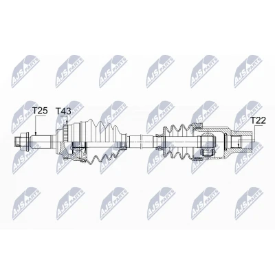 Bild av NTY NPW SU 025 Arbre de transmission Essieu avant droit 640 SUZUKI: SWIFT 3