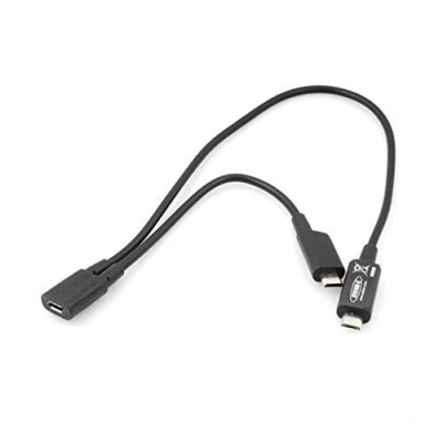Bild av System S Micro USB ingång till 2 x mikro utgång laddningskabel Y kabel splitter