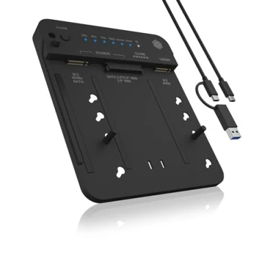 Bild av ICY BOX HDD/M.2 NVMe SSD dockningsstation USB 3.2 Gen 2 (10 Gbit/s), hårddiskar klonstation och läsare (SATA 2,5/3,5 tum M.2 NVMe), extern, adapter, C A, IB 2913MCL C31