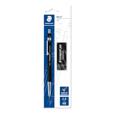 Bild av Staedtler 780 C BKP6 Mars technico Fallminenstift mit Härtegradanzeige Promotion Radierer, Blisterkarte, schwarz