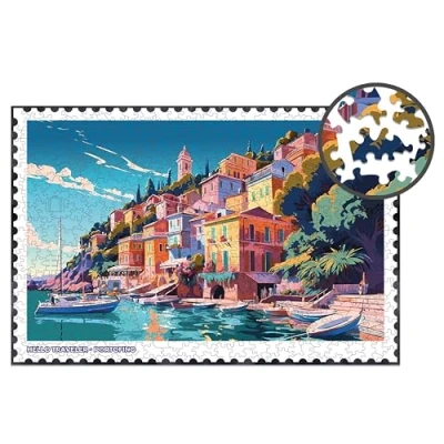 Bild av Milliwood Hello Traveler Förtrollande pusselset Underbar underhållning för hela familjen Oregelbundet formad Portofino 51x34cm 500 bitar