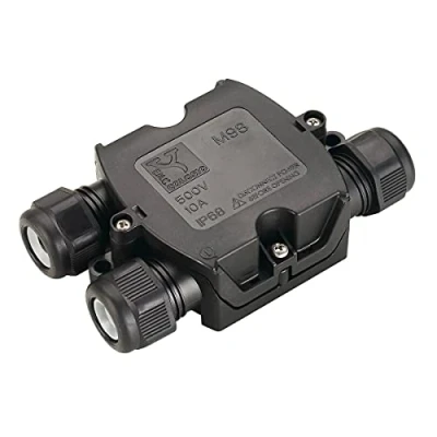 Bild av SLV 228726 IP 68 anslutningsbox, 3 polig, kabeldiameter mellan 6 och 11 mm, plast, svart, 12 x 4 cm