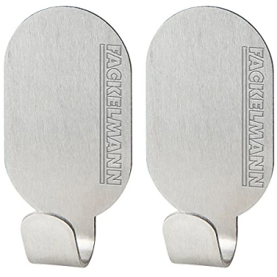 Bild av Fackelmann självhäftande krokar set oval 2,5 x 5 cm 2 stycken rostfritt stål, silver, 4,7 2,4