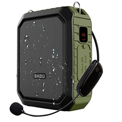 Bild av SHIDU Trådlös röstförstärkare Bluetooth högtalare 18 W vattentätt bärbart PA system med UHF trådlöst mikrofonheadset uppladdningsbar röstförstärkare, personlig mikrofon för klassrum, utomhus, reseguide