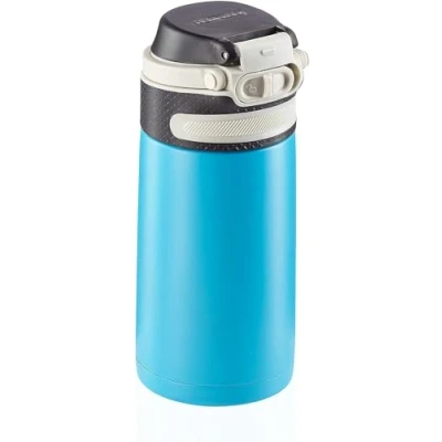Bild av Leifheit Flip termosmugg 350 ml, kaffemugg 100% tät, praktisk öppning med en hand, drickmugg To Go filter för vatten fruktbitar, håller drycker varma i upp till 6 timmar, ljusblå