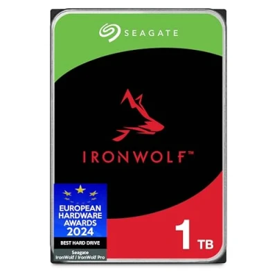 Bild av Seagate IronWolf, 1 TB, Intern Hårsddisk, NAS, CMR, 3,5&quot;, SATA, 6 GB/s, 5400 RPM, 64 MB cache, NAS RAID, 3 års Rescue Services, FFP (ST1000VNZ08)