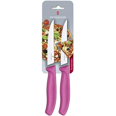 Bild av Victorinox, Swiss Classic, Profi Steak und Pizzamesser, Extra Scharfe Klinge, Wellenschliff, 12 cm, Robuster Kunststoffgriff, Rostfreier Stahl, pink