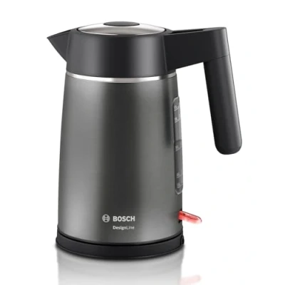 Bild av Bosch DesignLine TWK5P475, häll utan stänk, koppdisplay, extra stor vattennivåindikator, överhettningsskydd, 1,7 l, 2400 W, grå
