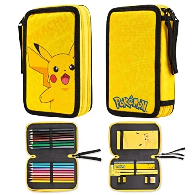 Bild av Pokemon Blyertskåp för pojkar, Pikachu fylld blyertsfodralsuppsättning, Gul