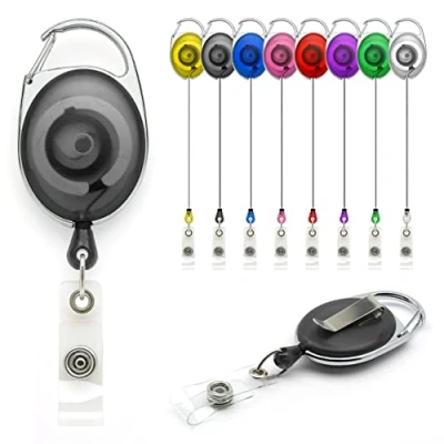 Bild av YoYo Infällbar rullhållare av Lanyards Tomorrow förlängbar utdragbar skid ID identifieringskort, märkeshållare, säkerhetsåtkomst, kontroll, karbinhake med metall bakbältesklämma jojo Svart 10pc